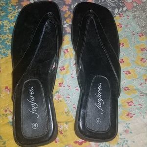 Fan Fares Black Thong Sandals Fip Flops
